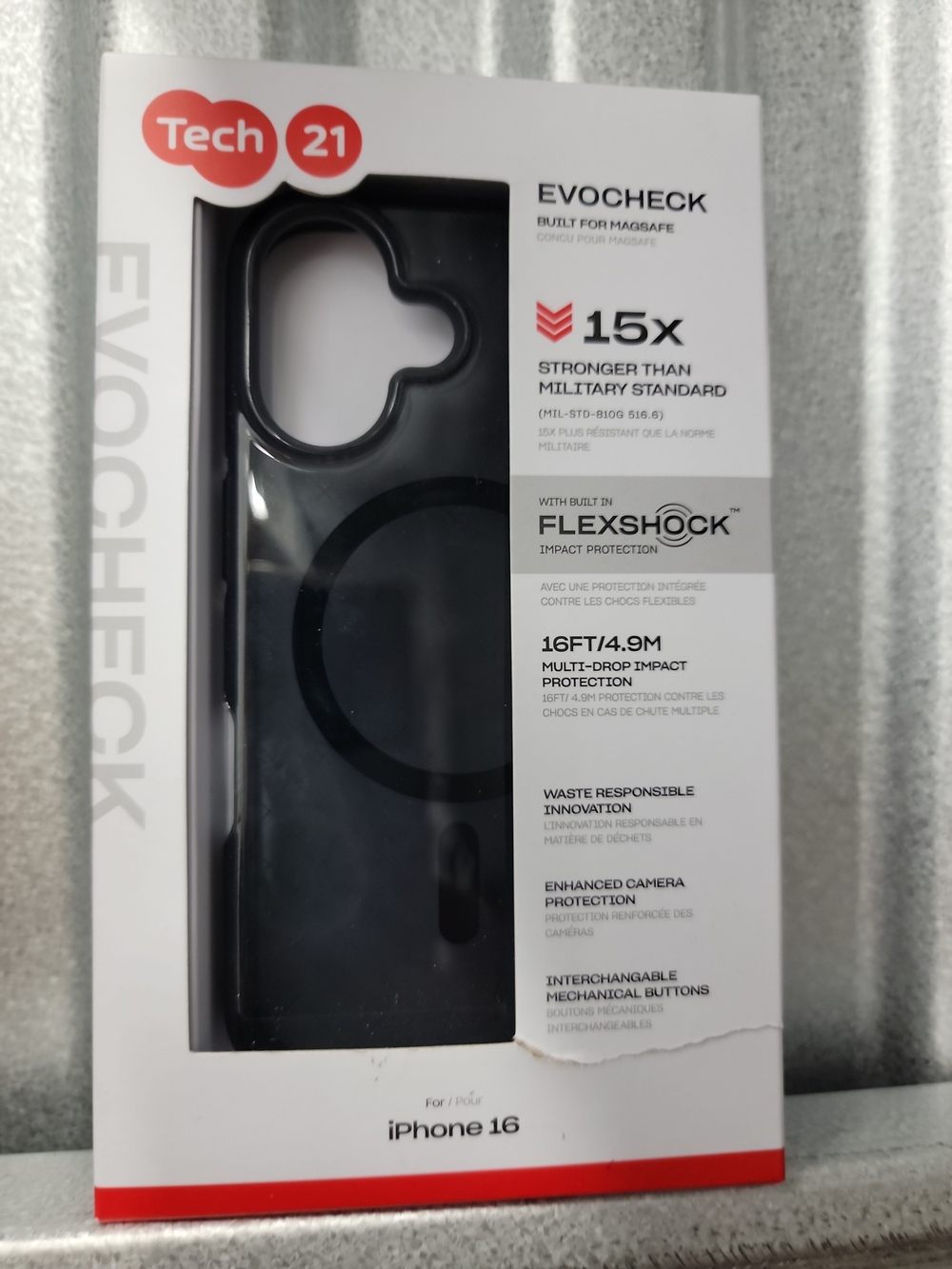 tech21 EvoCheck Magnetic-Compatible Case for iPhone 16 - Black